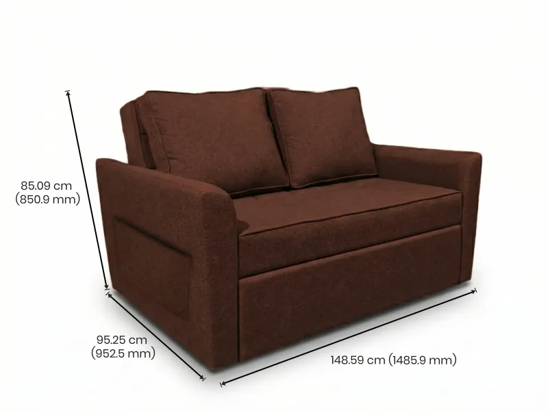 Zenith 2 Seater Sofa Cum Bed in Rustic Ruby